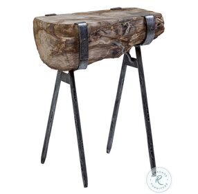 Signature Designs Petrified Wood And Antiqued Iron Wyatt Spot Table