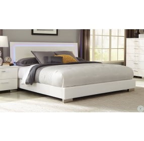 Felicity Glossy White King Panel Bed With LED Lighting
