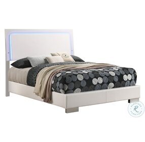 Felicity Glossy White Full Panel Bed With LED Lighting