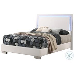 Felicity Gloss White Full Panel Bed With LED Lighting