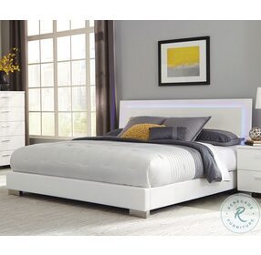 Felicity Gloss White King Panel Bed With LED Lighting