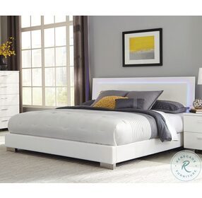 Felicity Gloss White Queen Panel Bed With LED Lighting