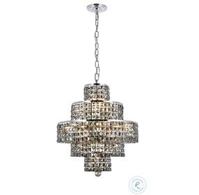 Maxime 20" Chrome 13 Light Chandelier With Silver Shade Royal Cut Crystal Trim