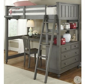 Lake House Stone Twin Loft Bed with Desk