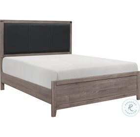 Woodrow Brownish Gray And Black Full Upholstered Panel Bed
