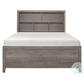 Woodrow Brownish Gray Queen Bookcase Storage Bed with Storage Box