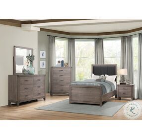 Woodrow Brownish Gray And Black Youth Upholstered Panel Bedroom Set