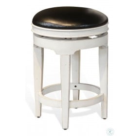 Carriage House Off White and Dark Brown Swivel Stool
