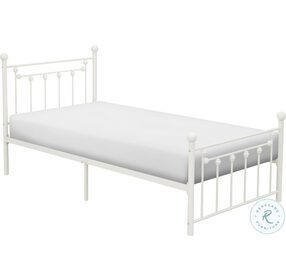 Lia White Twin Metal Poster Bed