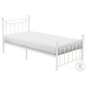 Lia White Twin Metal Poster Bed