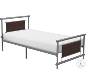 Gavino Gray And Brown Twin Metal Panel Bed