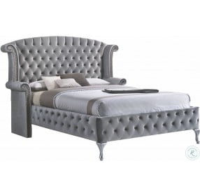 Deanna Grey Upholstered King Platform Bed