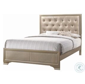 Beaumont Champagne King Upholstered Panel Bed