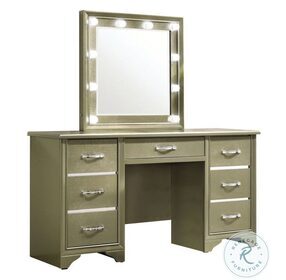 Beaumont Champagne Vanity Desk with Mirror