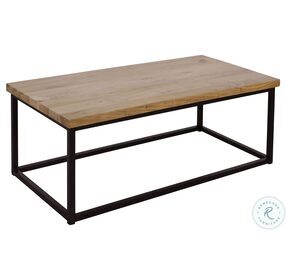Ames Natural and Black Solid Wood Coffee Table