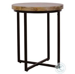 Ames Natural and Black Solid Wood 20" Round End Table