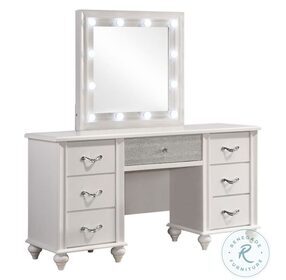 Barzini White Vanity Desk with Mirror