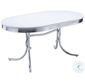 Retro White Oval Dining Table