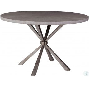 Signature Designs Wire Brushed Light Grey And Silver Leaf Iteration Round Dining Table