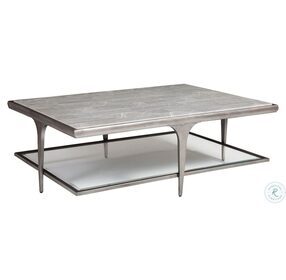 Signature Designs White Onyx And Silver Iron Zephyr Rectangular Cocktail Table