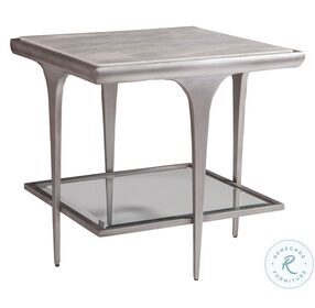 Signature Designs White Onyx And Silver Iron Zephyr Square End Table