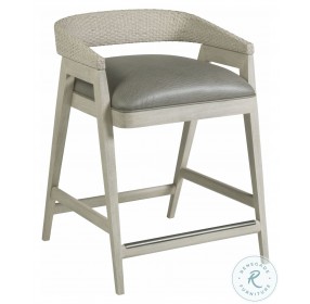 Signature Designs White Wire Brushed Sandblasted Arne Low Back Counter Height Stool
