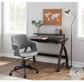Bentley Dark Grey Wood And Black Glass Home Office Set