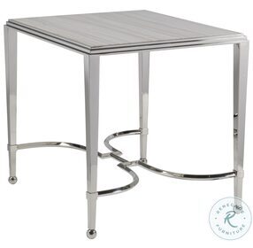 Signature Designs Silver Travertine And Polished Stainless Steel SS Sangiovese End Table