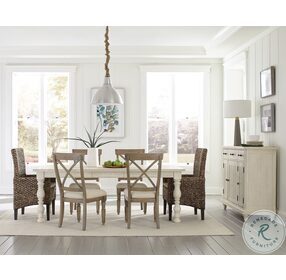 Aberdeen Weathered Worn White Extendable Rectangular Dining Room Set
