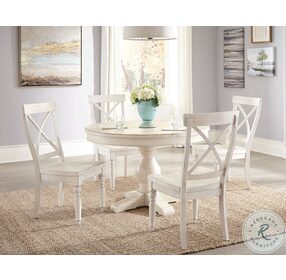 Aberdeen Weathered Worn White Round Extendable Dining Room Set
