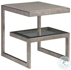 Signature Designs Wire Brushed Light Gray And Antiqued Silver Leaf Soiree Rectangular End Table