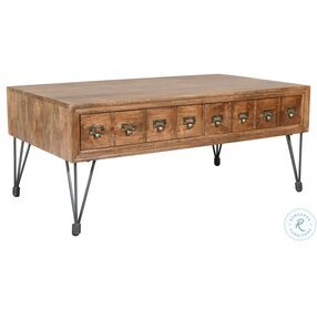 American Vintage Distressed Medium Brown Apothecary Coffee Table