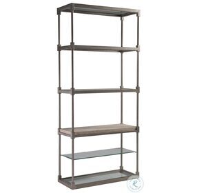 Signature Designs Sand Travertine And Antiqued Silver Leaf Topa Etagere