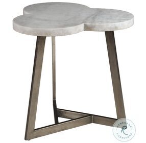 Signature Designs Venetian White And Antiqued Silver Aristo Clover End Table