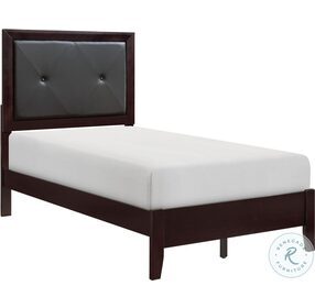 Edina Cherry Twin Upholstered Panel Bed