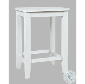 Eastern Tides Distressed Brushed White Coastal Backless Counter Height Stool Set of 2