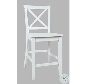 Eastern Tides Brushed White Cross Back Counter Height Stool
