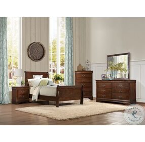 Mayville Brown Cherry Youth Sleigh Bedroom Set