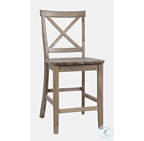 Eastern Tides Brushed Bisque Cross Back Counter Height Stool