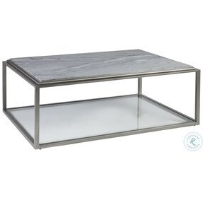 Signature Designs Forest Marble And Antiqued Silver Leaf Treville Rectangular Cocktail Table