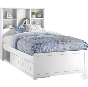 Caspian White Twin Bookcase Bed With Storage Unit