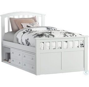 Charlie Captains White Twin Panel Bed With Two Storage Units