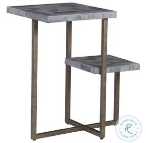 Signature Designs Grey Mist Fossil And Antiqued Silver Leaf Salvo Rectangular Tier Spot Table