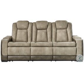 Next Gen DuraPella Sand Power Reclining Sofa With Adjustable Headrest