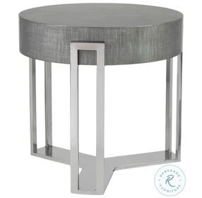 Signature Designs Gray Lacquer And Silver Iridium Round End Table