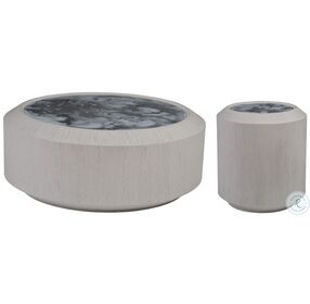 Signature Designs Gray And White Sandblasted Metaphor Round Occasional Table Set