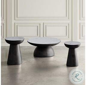 Circularity White And Gunmetal Round Occasional Table Set