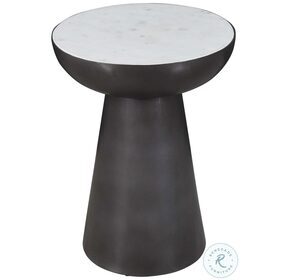Circularity White And Gunmetal Round Chairside Table