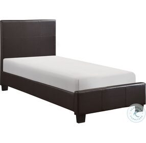 Lorenzi Dark Brown Twin Upholstered Platform Bed