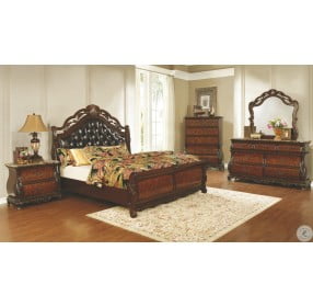 Exeter Dark Brown Upholstered Sleigh Bedroom Set